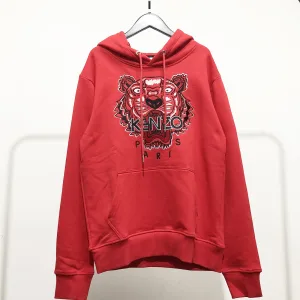 Luxury High Quality Kenzo Hoodie Red Cotton Mesh Embroidery Patch