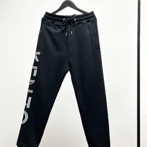 AAA Super Clone Kenzo Sweatpants Black Cotton Pure Spring Embroidery Side Pockets