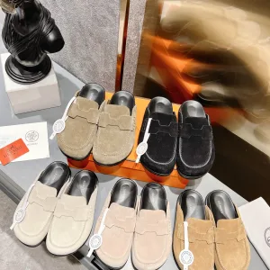 High Quality Hermes Slippers Red Sheepskin Suede Summer