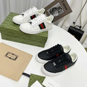 High Quality Gucci Sneakers Black Silk Cowhide