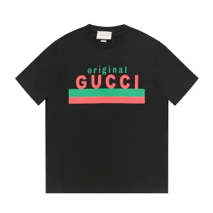 Super Clone High Quality Gucci Short Sleeves Red Cotton Pure Screen Printing
