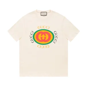 Reps Gucci Short-Sleeved T-Shirt Ash Cotton Plain Weave Ribbed Fabric Exquisite Workmanship