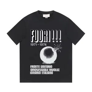 High Quality AAA Gucci Short-Sleeved T-Shirt Black Cotton Pure