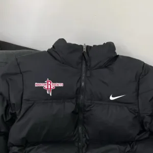 Luxury Designer Nike Down Jacket Black Duck Lace Embroidery