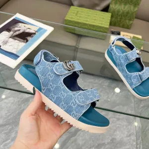 AAA Gucci Sandals Color Cowhide Rubber Outsole Spring Early Embroidery