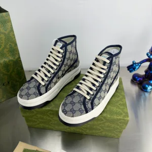Luxury Super Clone Gucci Canvas Shoes Ash Embroidery