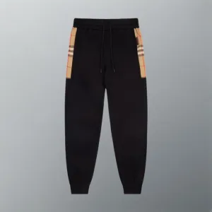 Designer High Quality Burberry Trousers Black Cotton Pure Patch