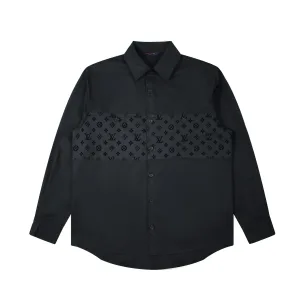 High Quality AAA Louis Vuitton Shirt Black Clean Cut Patch