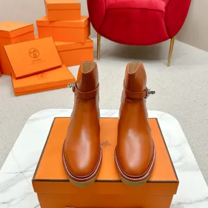 Super Clone Hermes Boots Genuine Leather Cowhide Rubber Winter