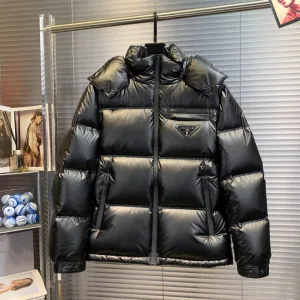 Designer Prada Coat Red Goose Down Minimalist Style Winter