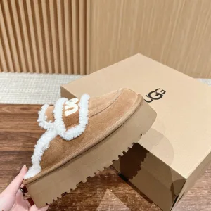 High Quality Super Clone Ugg Slippers Red Wool Lambswool Cowhide