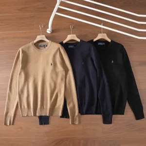 Designer Ralph Lauren Sweater Red Wool Clean And Neat Simple Style Sophistication Autumn Winter Embroidery