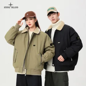 High Quality AAA Stone Island Outerwear Red Cotton Wool Lambswool Down Woven Fabric Jacquard