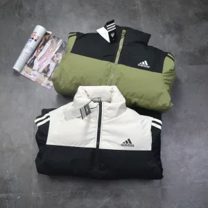 AAA Adidas Cotton-Padded Coat Green Down Color Blocking