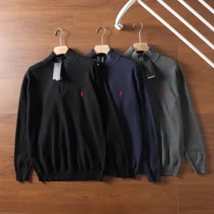 Reps High Quality Ralph Lauren Sweater Black Cotton Simple And Elegant Autumn Winter