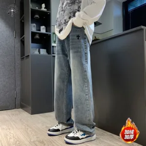 Reps Super Clone Chrome Hearts Jeans Yellow Fleece Denim Retro Blue