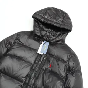 Designer High Quality Ralph Lauren Jacket Black Down Fleece Patent Leather Winter