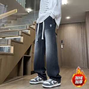 Luxury Chrome Hearts Jeans Blue Fleece Denim
