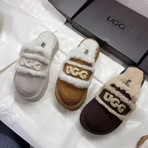 Super Clone Ugg Slippers Red Wool Cowhide