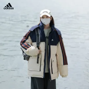Reps High Quality Adidas Outerwear Red Cotton Down Woven Fabric Jacquard