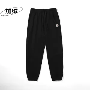 High Quality Moncler Sweatpants Red Fleece Fabric Autumn Winter And