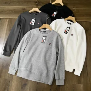 Super Clone Reps Fila Sweatshirt Red Nylon Fleece Fabric Simple Design Designer Style Autumn Winter