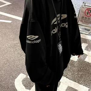 Reps Balenciaga Hoodie Red Double-Sided Fabric Relaxed Fit