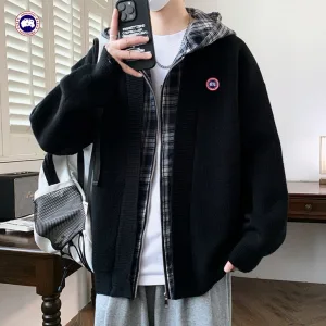 Designer High Quality Canada Goose Coat Red Patch Plaid Patchwork