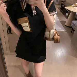 Designer Luxury Burberry Leather Short-Sleeved Shirts