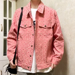 AAA Designer Chrome Hearts Coat Pink Jacquard Denim