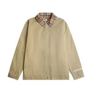 High Quality Burberry Coat Color Patch Plaid Patchwork Work Collar