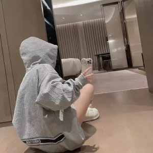 Reps Dior Hoodie Black Down Jacquard Elegant Style
