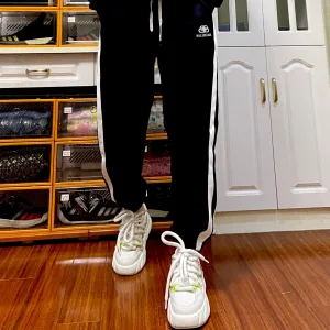 AAA Balenciaga Sweatpants Black Double-Sided Fabric Patch Side Stripes