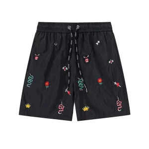 Super Clone Designer Gucci Shorts Red Polyester Quick-Drying Exquisite Workmanship High-Quality Materials Summer Patch Side Pockets