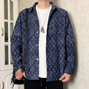 Super Clone High Quality Louis Vuitton Jacket Blue Jacquard Denim