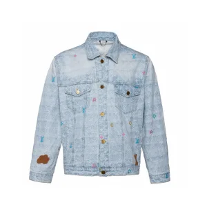 AAA High Quality Louis Vuitton Jacket Red Twill Jacquard Denim Pattern Embroidery Patch