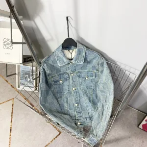 High Quality Louis Vuitton Jacket Red Twill Jacquard Fabric Denim Pattern Drawstring Adjustment