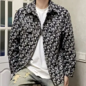 Super Clone Chrome Hearts Jacket Red Denim Color Blocking