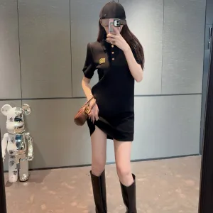 Designer Miu Miu Gold Short-Sleeved Shirts