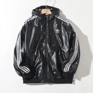 Luxury High Quality Adidas Coat Red Sheepskin Pu Leather Imitation