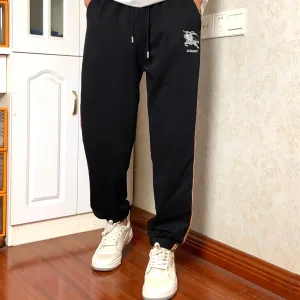 Luxury Designer Burberry Sweatpants Red Double-Sided Fabric Winter