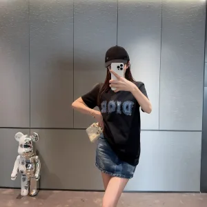 Luxury Aaa Dior Stone Short Sleeves