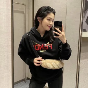 Super Clone Designer Fendi Hoodie Red Double-Sided Fabric