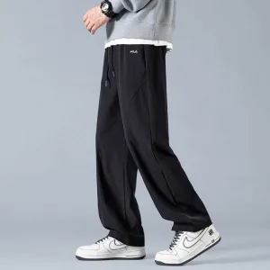 Designer Fila Trousers Black Nylon Spandex Suitable For All Body Types Spring Summer Autumn And