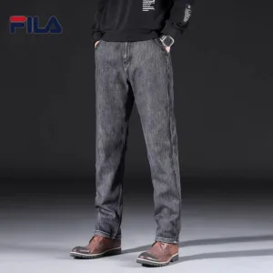 Luxury High Quality Fila Dress Trousers Red Cotton Pure Corduroy Autumn 3D Logo
