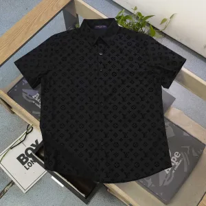 Reps Louis Vuitton Short-Sleeved Shirt Ash Cotton Pure Jacquard