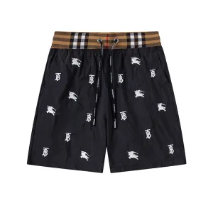 Super Clone High Quality Burberry Beach Shorts Black Mesh Embroidery