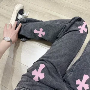 High Quality Designer Chrome Hearts Leather Jeans