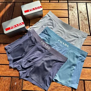 AAA High Quality Prada Underwear Green Cotton Mulberry Silk Modal Silky Smooth Mesh Moisture-Wicking Fabric Lace Forest Breathable