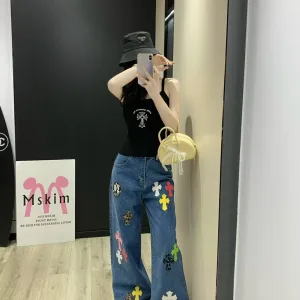 Designer High Quality Chrome Hearts Leather Jeans